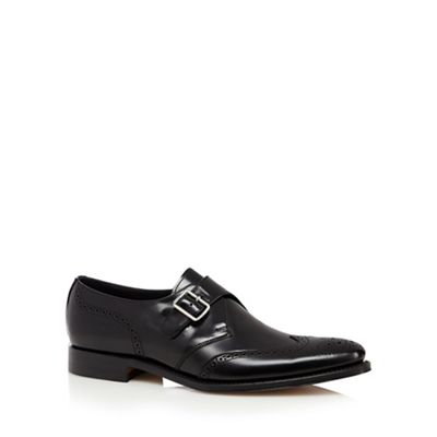 Loake Black leather monk brogue shoes